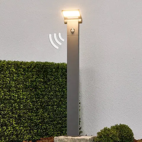 Osvetlenie príjazdovej cesty s čidlom Lucande Stĺpikové LED svietidlo Marius so snímačom 80 cm