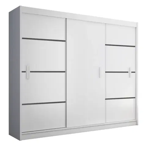 Šatníkové skrine Skriňa s posúvacími dverami, biela/čierna, MERINA 250