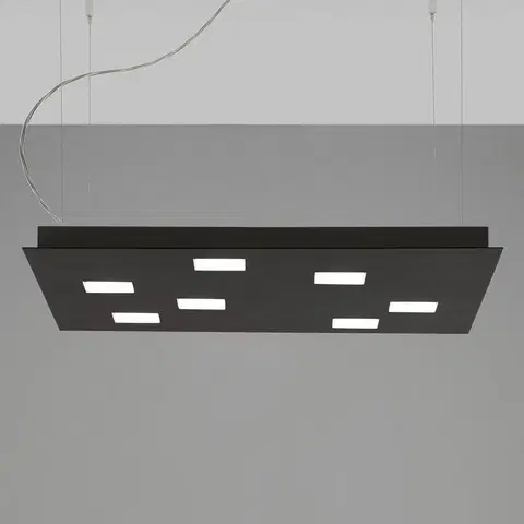 Závesné svietidlá Fabbian Fabbian Quarter čierne LED závesné svietidlo 7-pl.