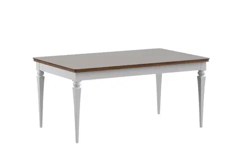 Jedálenské stoly TARANKO Torino TO-S1 rozkladací jedálenský stôl biely vysoký lesk / dub Torino
