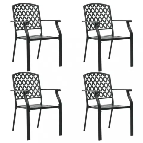 Zahradné stoličky Stohovateľné záhradné stoličky 4 ks čierna Dekorhome