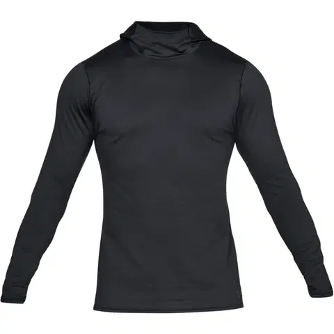 Pánske termo tričká s dlhým rukávom Pánske tričko Under Armour Fitted CG Hoodie Black /  / Charcoal - M