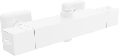 Kúpeľňové batérie MEXEN - CUBE termostatická sprchová batéria 3/4 &quot;+ 1/2&quot;, biela 77250-20
