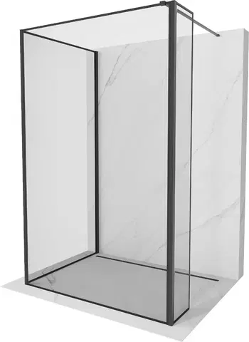 Sprchové dvere MEXEN/S - Kyoto Sprchová zástena WALK-IN 140 x 110 x 40 cm, čierny vzor, čierna 800-140-110-221-70-70-040