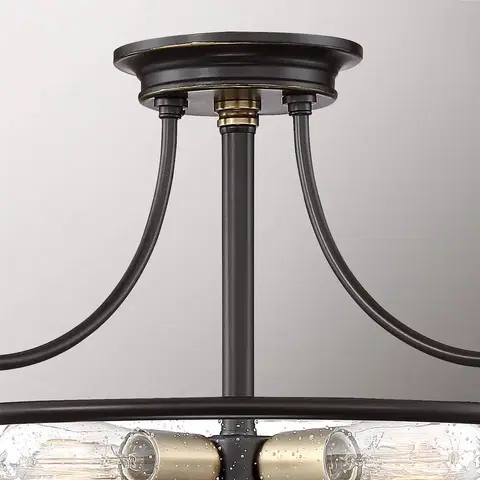Stropné svietidlá QUOIZEL Stropné svietidlo Griffin s rozstupom, Ø 53 cm, bronz/čierna