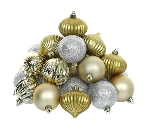 Vianočné dekorácie  Sada vianočných ozdôb 30 ks zlatá/strieborná 