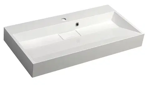 Kúpeľňa SAPHO - AMUR umývadlo vrátane krytu výpuste 90x46cm, liaty mramor, biela 55032