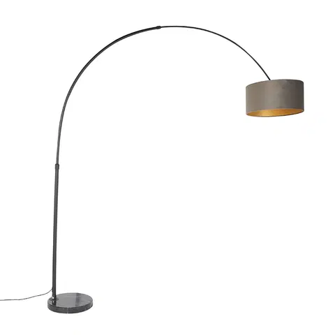 Oblúkové lampy Oblúková lampa čierny zamatový odtieň tupo so zlatom 50 cm - XXL
