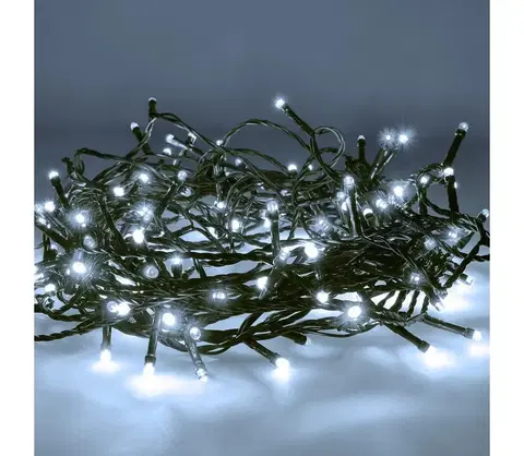 Vianočné osvetlenie  1V110-W-1 LED venkovní vánoční řetěz 50 LED 5m přívod 3m 8 funkcí časovač IP44 studená bílá