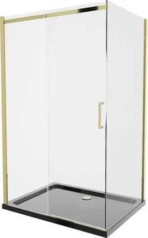 Vane MEXEN/S - Omega sprchovací kút 120x90 cm, transparent, zlatá + čierna vanička so sifónom 825-120-090-50-00-4070G