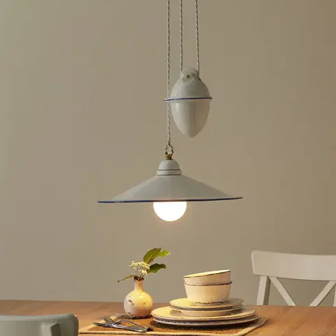 Závesné svietidlá Ceramiche Závesná lampa PIATTO so zaťažovacím závažím