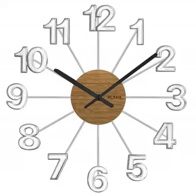 Hodiny Drevené strieborné hodiny Vlaha design VCT1070, 42 cm