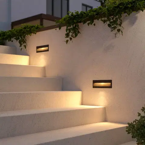 Vonkajšie zapustené svietidlá Lucande Lucande LED nástenné svietidlo Loya, hranaté, tmavosivé, vonkajšie