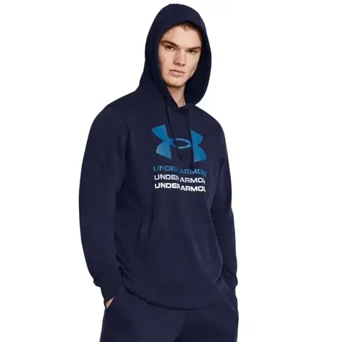 Mikiny Under Armour Mikina Rival Terry Graphic Hood Blue  LL