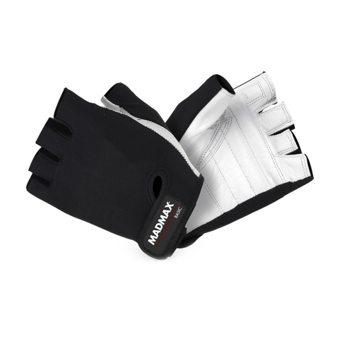 Fitness rukavice Fitness rukavice MadMax Basic bielo-čierna - L