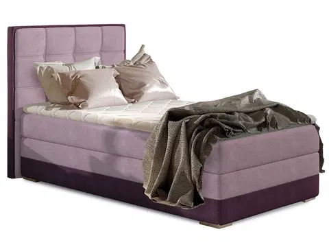 Postele NABBI Alessandra 90 L čalúnená jednolôžková posteľ ružová / fialová