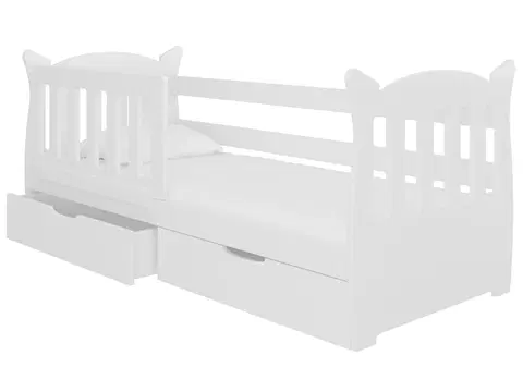 Postele NABBI Leya detská posteľ s matracom a úložným priestorom 80x160 cm biela
