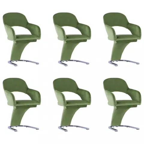 Jedálenské stoličky a kreslá Jedálenská stolička 6 ks zamat / chróm Dekorhome Zelená