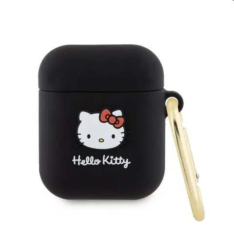 Slúchadlá Hello Kitty Silikónový 3D Kitty Head Logo obal pre Apple AirPods 12, čierny 57983116937