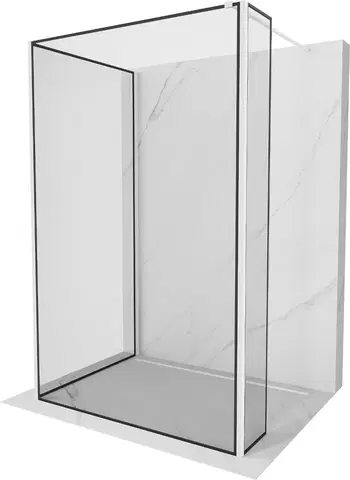 Sprchové dvere MEXEN/S - Kyoto Sprchová zástena WALK-IN 120 x 100 x 30 cm, čierny vzor, biela 800-120-100-221-20-70-030