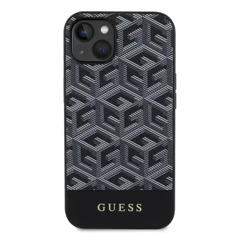 Puzdrá na mobilné telefóny Zadný kryt Guess PU G Cube MagSafe pre iPhone 15, čierna 57983116696