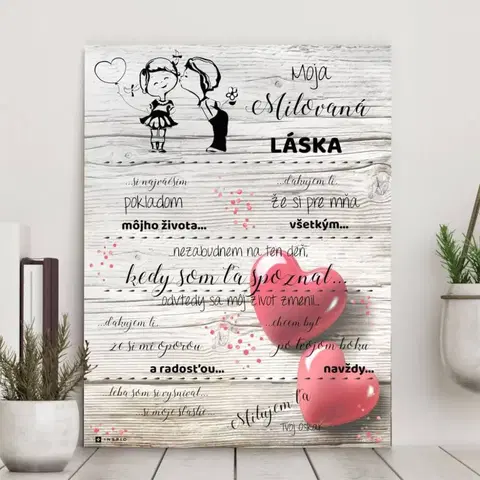 Tabuľky s venovaním (darčeky) Darček na Valentína - Vyznanie lásky pre ženu - personalizovaný obraz