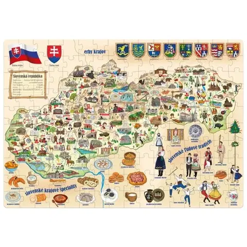 Drevené hračky Popular Puzzle Mapa Slovenska, 160 dielikov