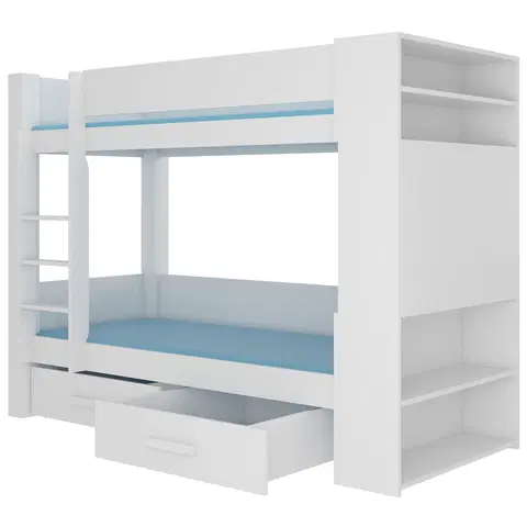 Postele NABBI Guinea poschodová posteľ s úložným priestorom 90x200 cm biela