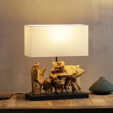 Stolové lampy KARE KARE Nature Vertikálny podstavec stolovej lampy z naplaveného dreva
