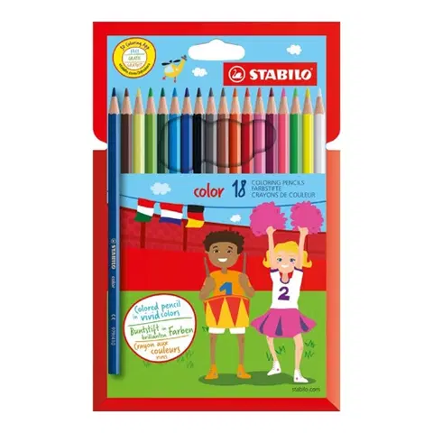 Hračky STABILO - Farebné ceruzky, šesť-hranné, STABILO, 18 rôznych farieb