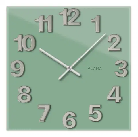 Hodiny Sklenené štvorcové nástenné hodiny, zelené VCT1109 Glassico 40cm