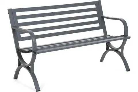 Záhradné lavice Záhradná kovová lavička GH746318 sivá