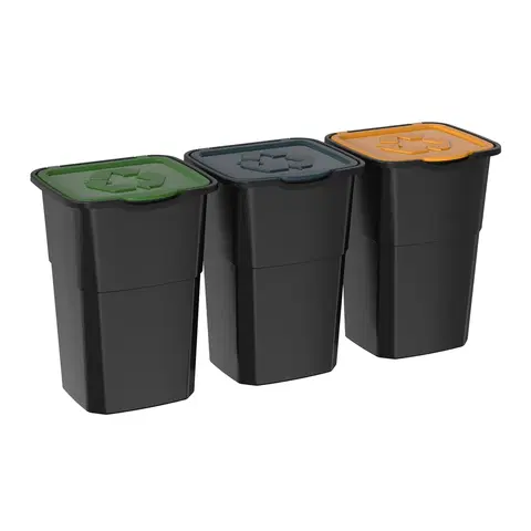 Odpadkové koše Kôš na triedený odpad Eco 3 Master 50 l BLACK, 3 ks