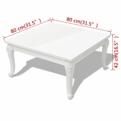 Konferenčné stolíky Konferenčný stolík biela vysoký lesk Dekorhome 80x80x42 cm