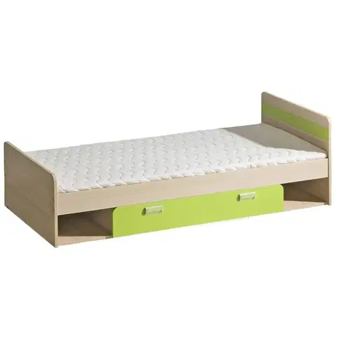 Jednolôžkové postele Postel 13 Lorento Limetkovo Zelená/Jasan Coimbra