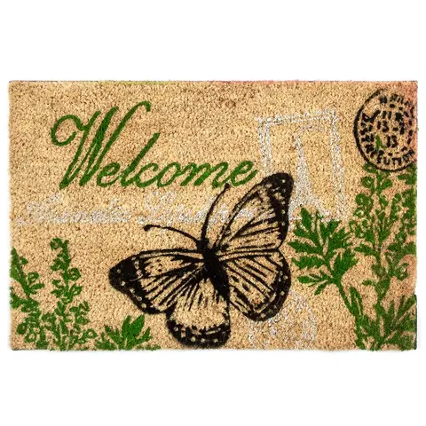 Koberce a koberčeky Home Elements Kokosová rohožka Welcome motýľ, 40 x 60 cm