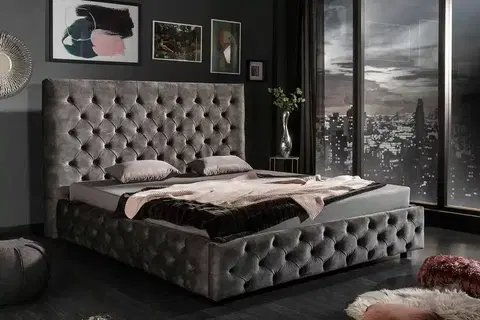 Postele LuxD Dizajnová posteľ Laney 180 x 200 cm olivovo-sivý zamat