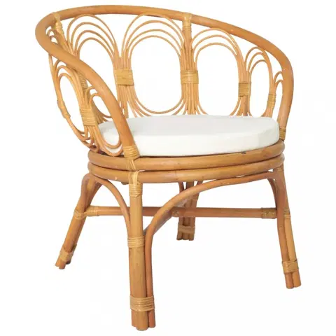 Zahradné stoličky Jedálenská stolička prírodný ratan / plátno Dekorhome Hnedá