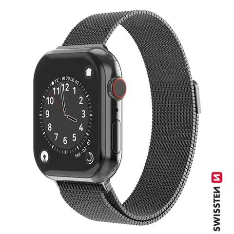 Príslušenstvo k wearables Swissten Milanese Loop remienok pre Apple Watch 42-44, čierny