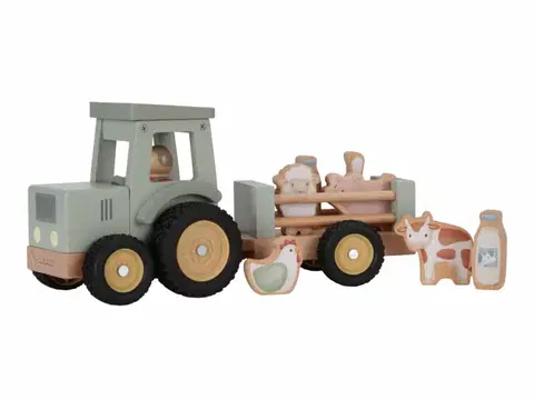 Hračky - dopravné stroje a traktory LITTLE DUTCH - Traktor s prívesom Farma