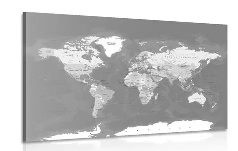 Obrazy mapy Obraz štýlová vintage čiernobiela mapa sveta
