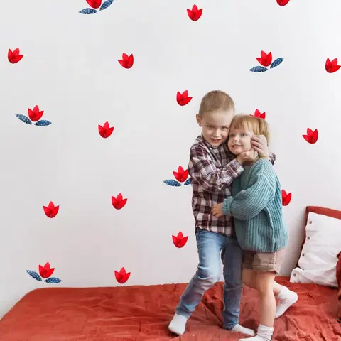 Nálepky na stenu Nálepky na stenu - Červené kvety