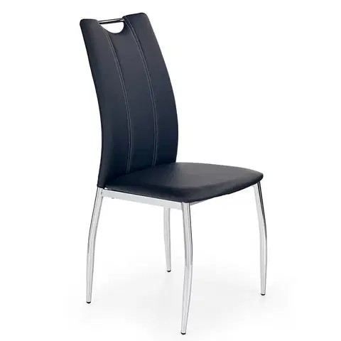 Čalúnené stoličky Stolička K187 kov/ekokoža čierna 46x56x97