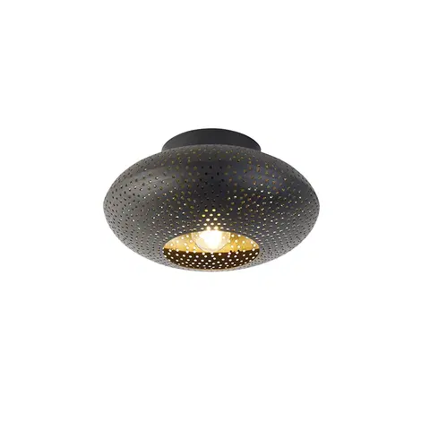 Stropne svietidla Orientálna stropná lampa čierna so zlatou 25 cm - Radiance