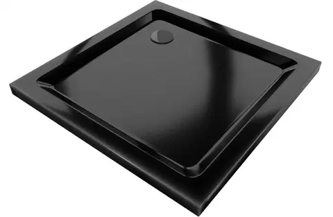 Vane MEXEN/S - Flat sprchová vanička štvorcová slim 70 x 70, čierna + čierny sifón 40707070B