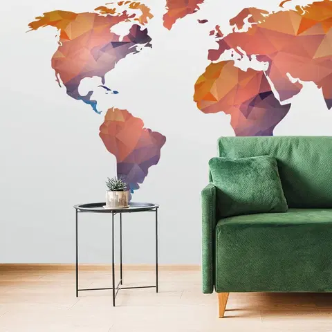 Samolepiace tapety Samolepiaca tapeta mapa sveta v odtieňoch oranžovej