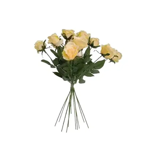 Kvety Umelá kytica Ruží žltá, 67 cm, 12 ks