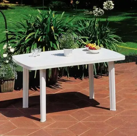 Záhradné stolíky Kinekus Stôl plastový, FARO, rozmery 137x85x72cm, biely