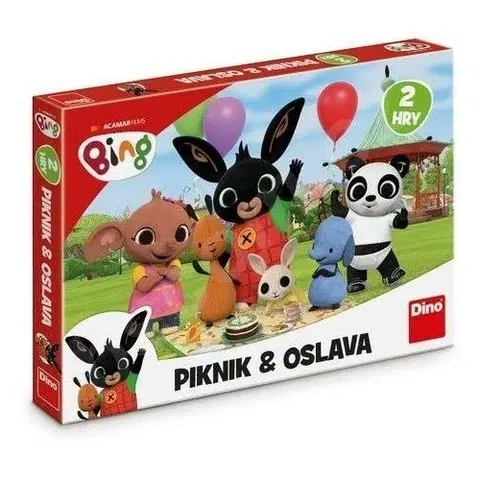 Spoločenské hry Piknik a Oslava 2v1 Zajačik Bing detské spoločenské hry v krabici 33,5x23x3,5cm