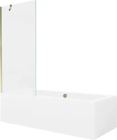 Sprchové dvere MEXEN/S - Cube obdĺžniková vaňa 170 x 80 cm s panelom + vaňová zástena 80 cm, transparent, zlatá 550517080X9508000050